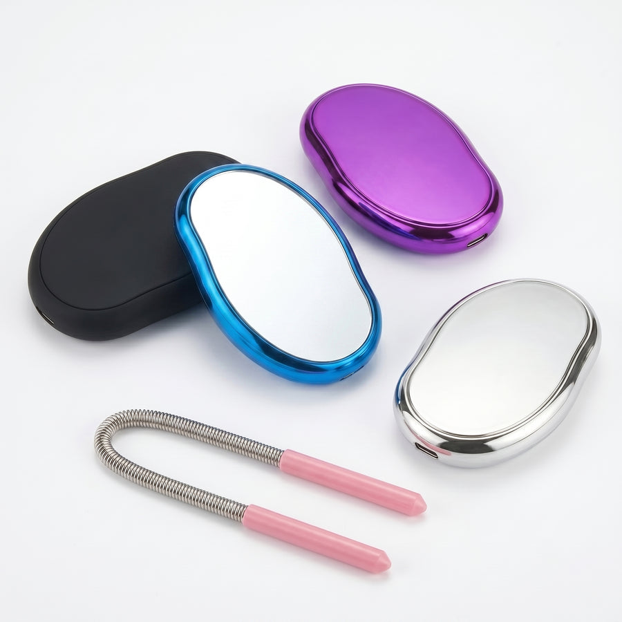 Handheld Makeup Mirror with Hair Eraser — 2-in-1 Reusable Depilation Tool