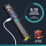 10 Hour Runtime USB-C Rechargeable