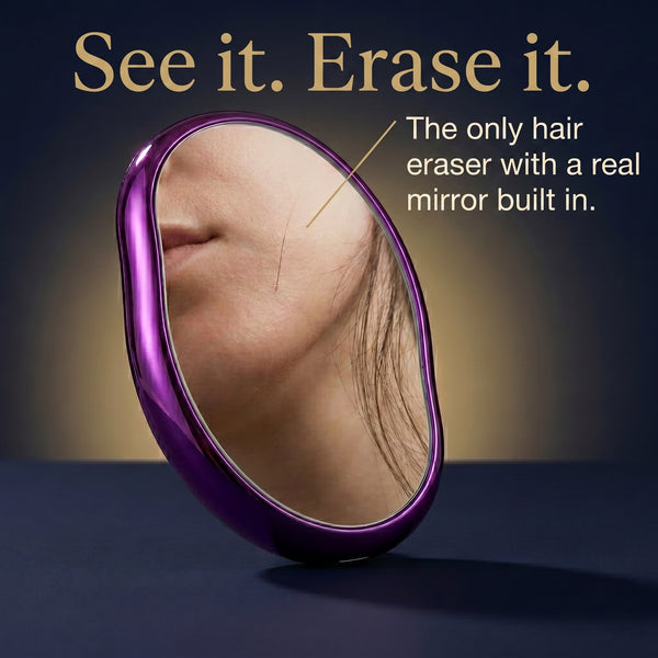 Handheld Makeup Mirror with Hair Eraser — 2-in-1 Reusable Depilation Tool